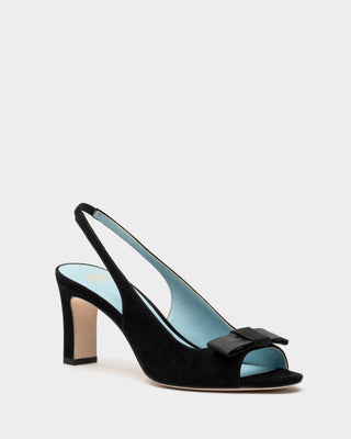 Reese Slingback with Bow Satin Leather Black