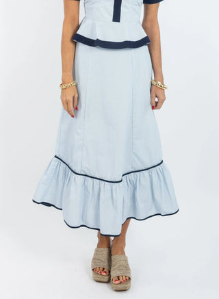 Addie Skirt - Blue Stripe