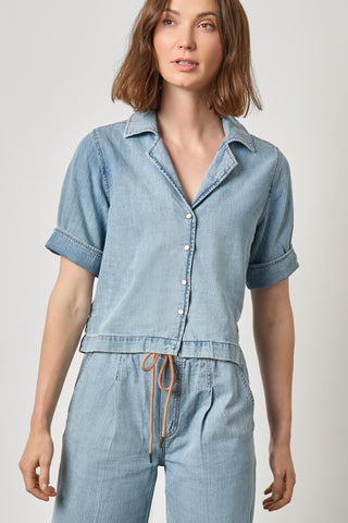 Denim Cuffed Shirt - Blue Wash