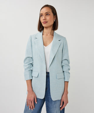 Linen Look Blazer - Blue