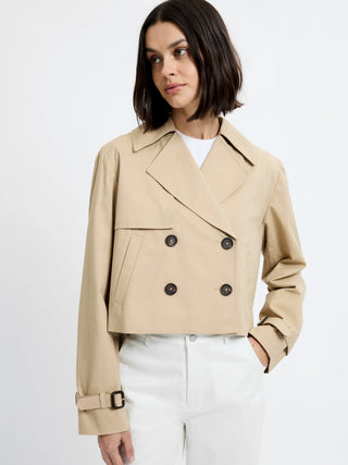 Cropped Twill Trench - Khaki