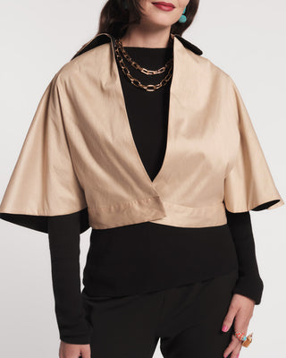 Capelet Solid Dupioni - Camel/Black