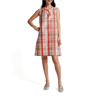 Jean Keyhole Shift Dress Plaid