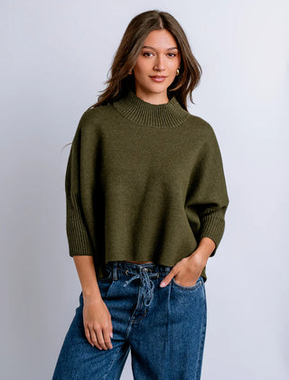 Aja Sweater Top - Olive