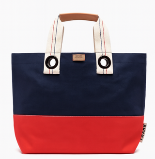 Summer Tote Cotton Canvas  - Navy/Red