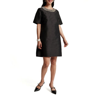 Tabby Shift Dress With Jewel Collar