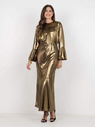 Bias Skirt - Liquid Gold Metallic
