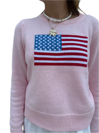 Cropped Flag Sweater - Blush