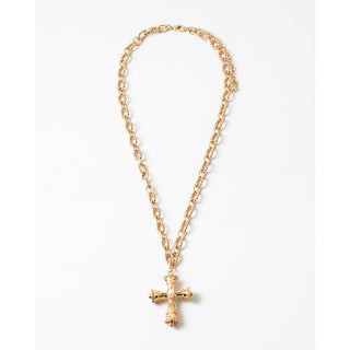 18" Vintage Gold Cross with Pearl
