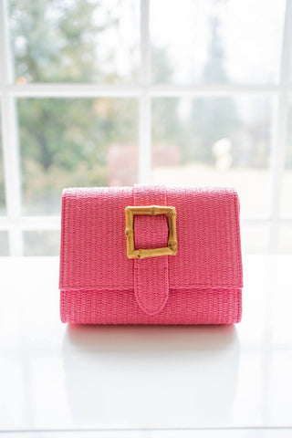 Janie Straw Clutch - Hot Pink