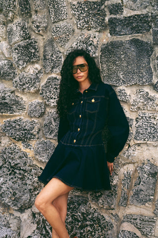Lachlan Short Dress - Dark Wash