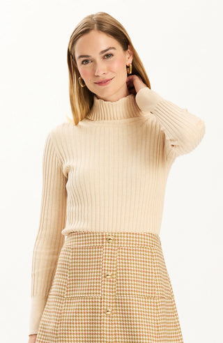 Cotton Cashmere Turtleneck - Pebble