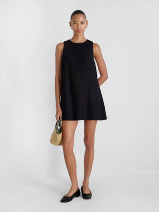 Cooper Linen Sleeveless Mini Dress - Black