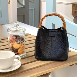 Bamboo Top Handle Crossbody - Black