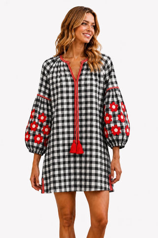 Football Plaid Dress - Red/Black