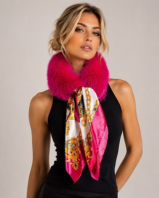 Fox Collar with Silk Scarf