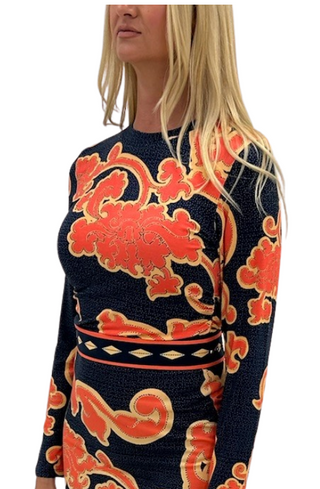 Lynns Blouse - Navy/Coral