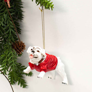 Bulldog Ornament White/Red