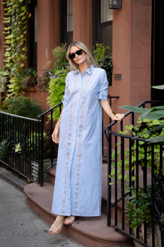 Maxi Shirt Dress - Blue/White