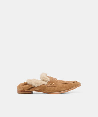 Cloey Plush Flat - Light Brown Suede