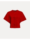 Carnegie Shrug w/Floral Button - Red