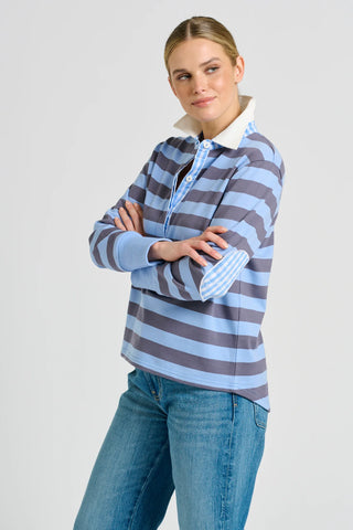 Rugby Sweatshirt - Double Blue Stripe