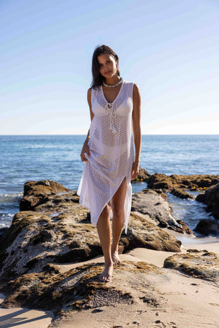 Sorrento Dress - Aria Crochet in White