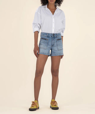 Jane High Rise Long Short with Front Patch Pockets - Order