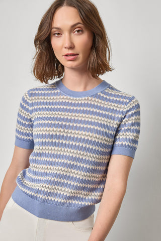 Novelty Stripe Crewneck Sweater - Heather Grey Scallop