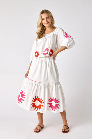 Jessie Skirt - Coconut w/Applique