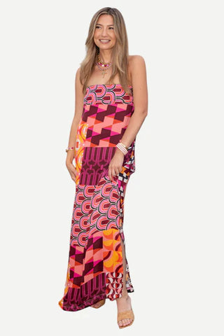 The Emory Strapless Dress - Geo Pop