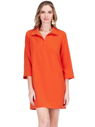 Placket Bell Sleeve Dress - Spice