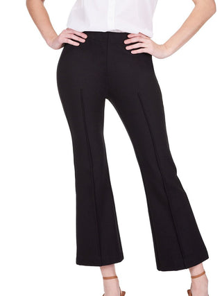 Front Seaming Ponte Bell Leg Ankle Pant - Black