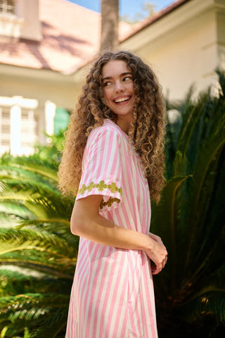 Kaftan Short Sleeve - Pink Stripe