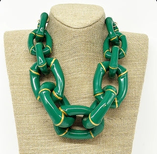 The Michelle - Bamboo Link Necklace - Green