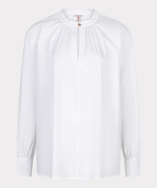 Blouse Round Neck Cotton Poplin - Off White