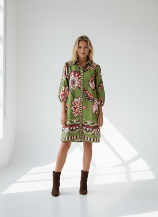 Ava Dress - Olive Florals