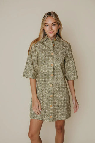 Dani Dress-Olive Tile