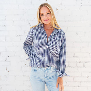 Fringe Lawn Top - Navy