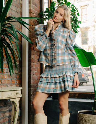 Long Sleeve Zuri Top - Wind Chime Plaid