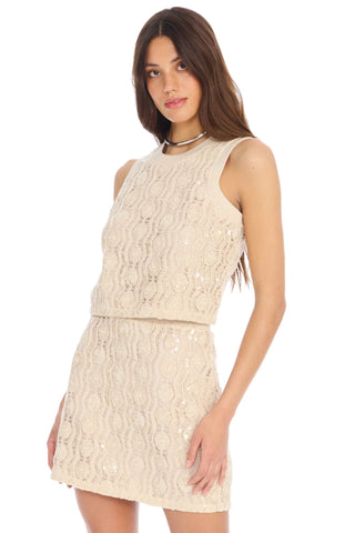 Beaded Alejandra Tank - Sand