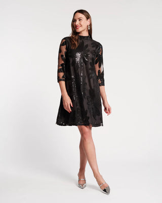 Diplomat Mini Dress Sequin Floral Tulle Mesh Sequin Black