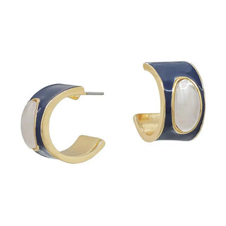 Navy Multi Color Coated .5" Hoop Earring
