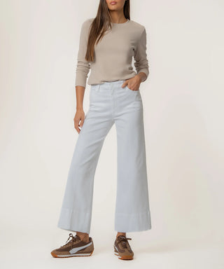 Meg High Rise Front Pin Tuck Wide Hem - Optic White