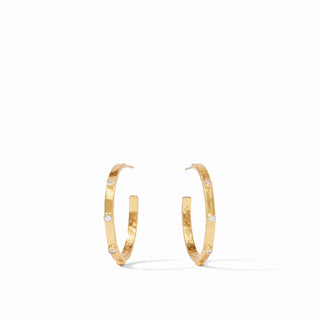 Crescent Stone Hoop Gold Cubic Zirconia Medium