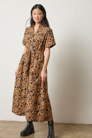 Collared Maxi Shirt Dress - Animal Floral