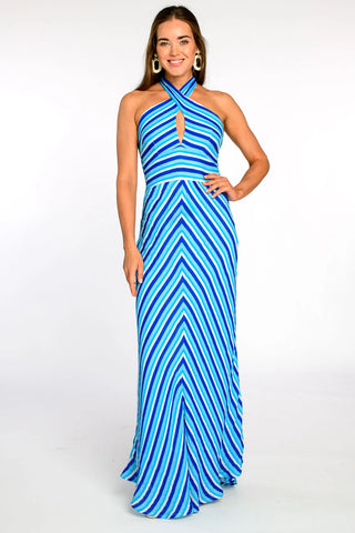 Simone Dress - French Blue Stripe