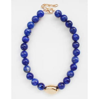 Gold Eye Accent Beaded Statement Necklace - Blue