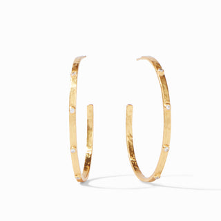 Crescent Stone Hoop Gold Cubic Zirconia Large