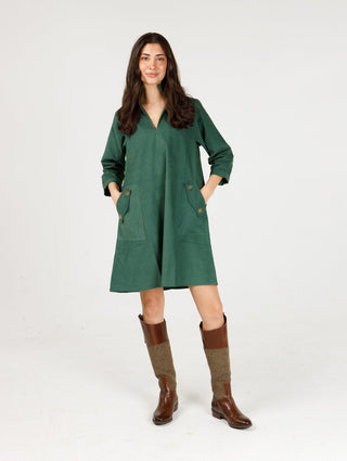 Madi Cord Dress - Hunter Green
